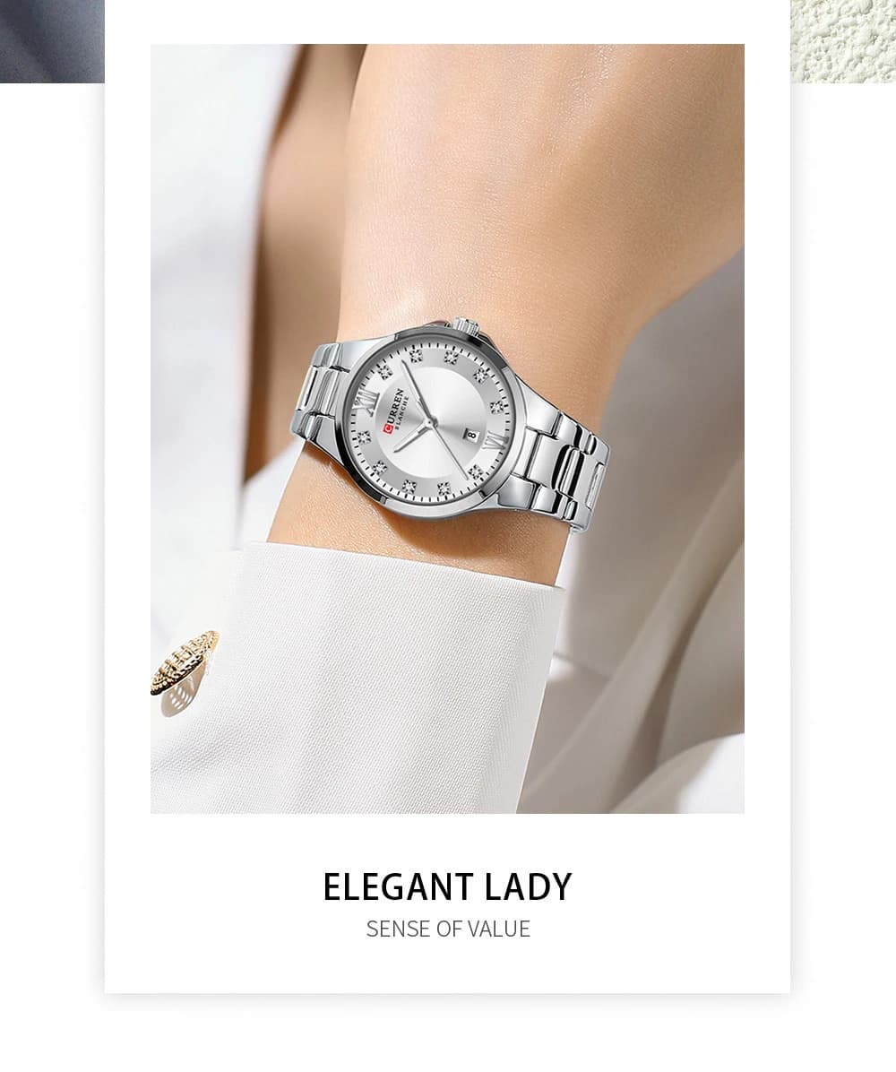 Montre tendance femme Curren avec date bracelet en acier water resistant 30m