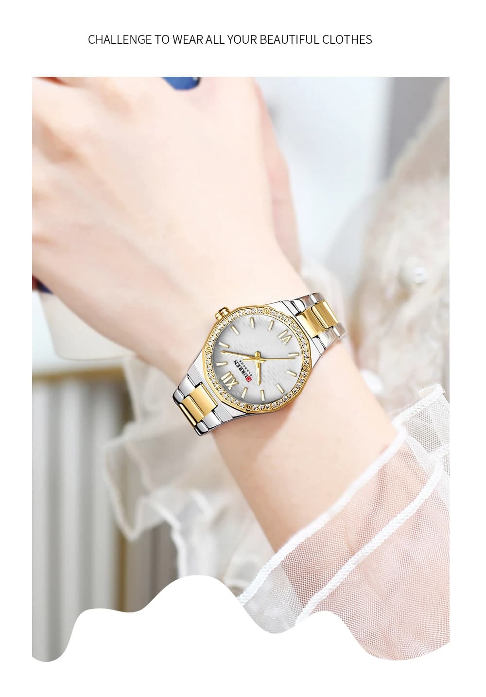 Montre tendance femme Curren bracelet en acier water resistant 30m