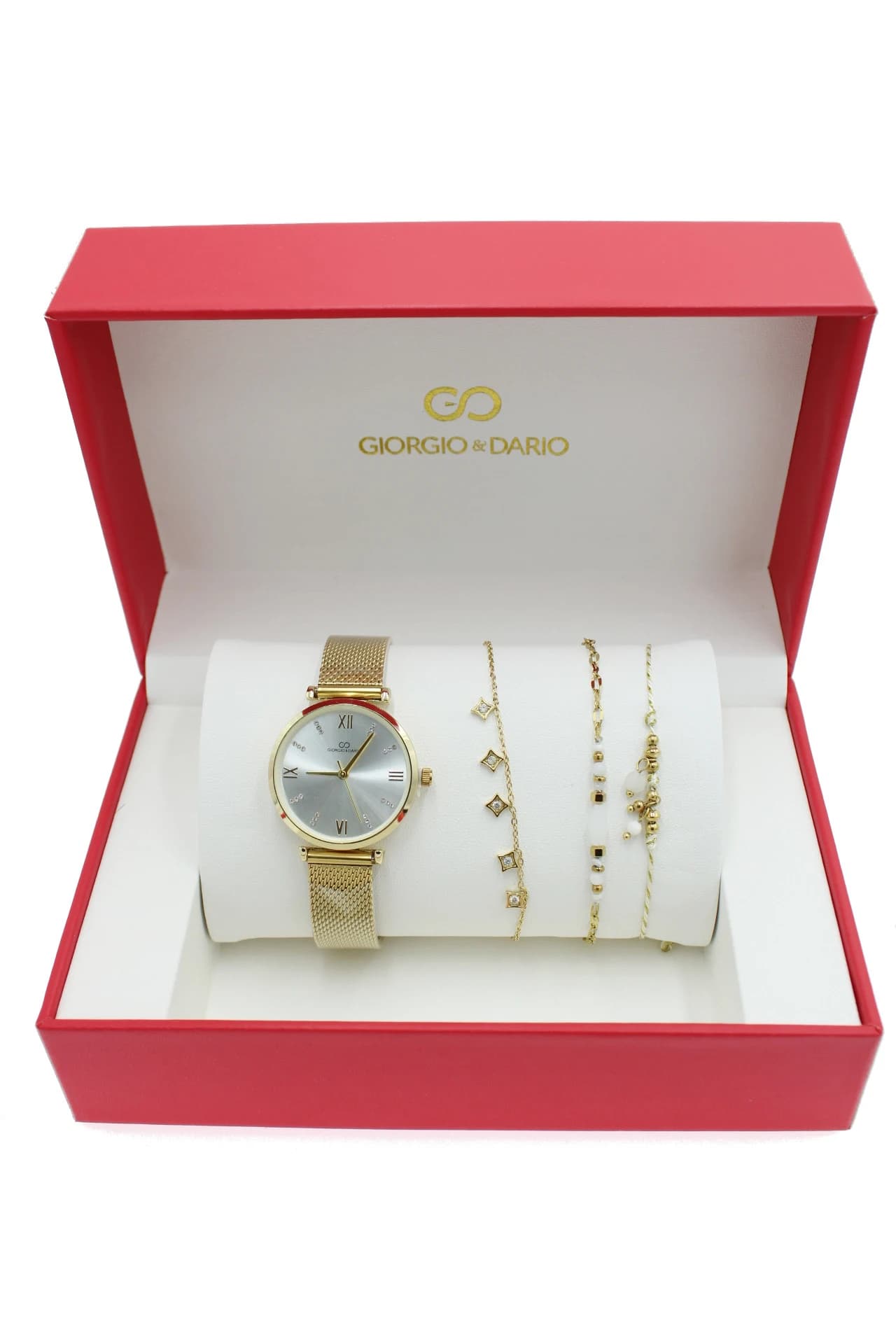 Coffret cadeaux femme montre Giorgio & Dario bijoux en acier inoxydable