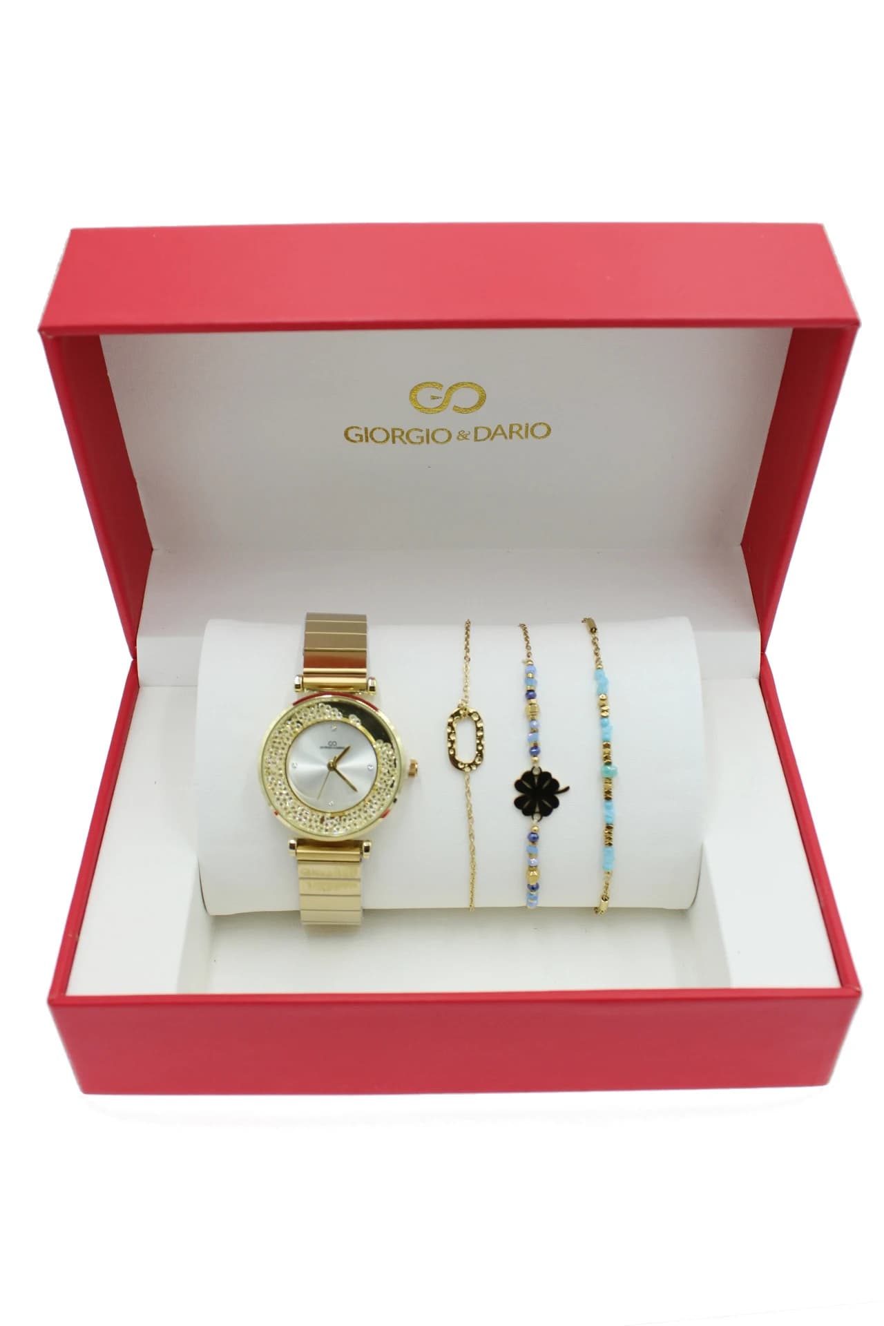 Coffret cadeaux femme montre Giorgio & Dario bijoux en acier inoxydable
