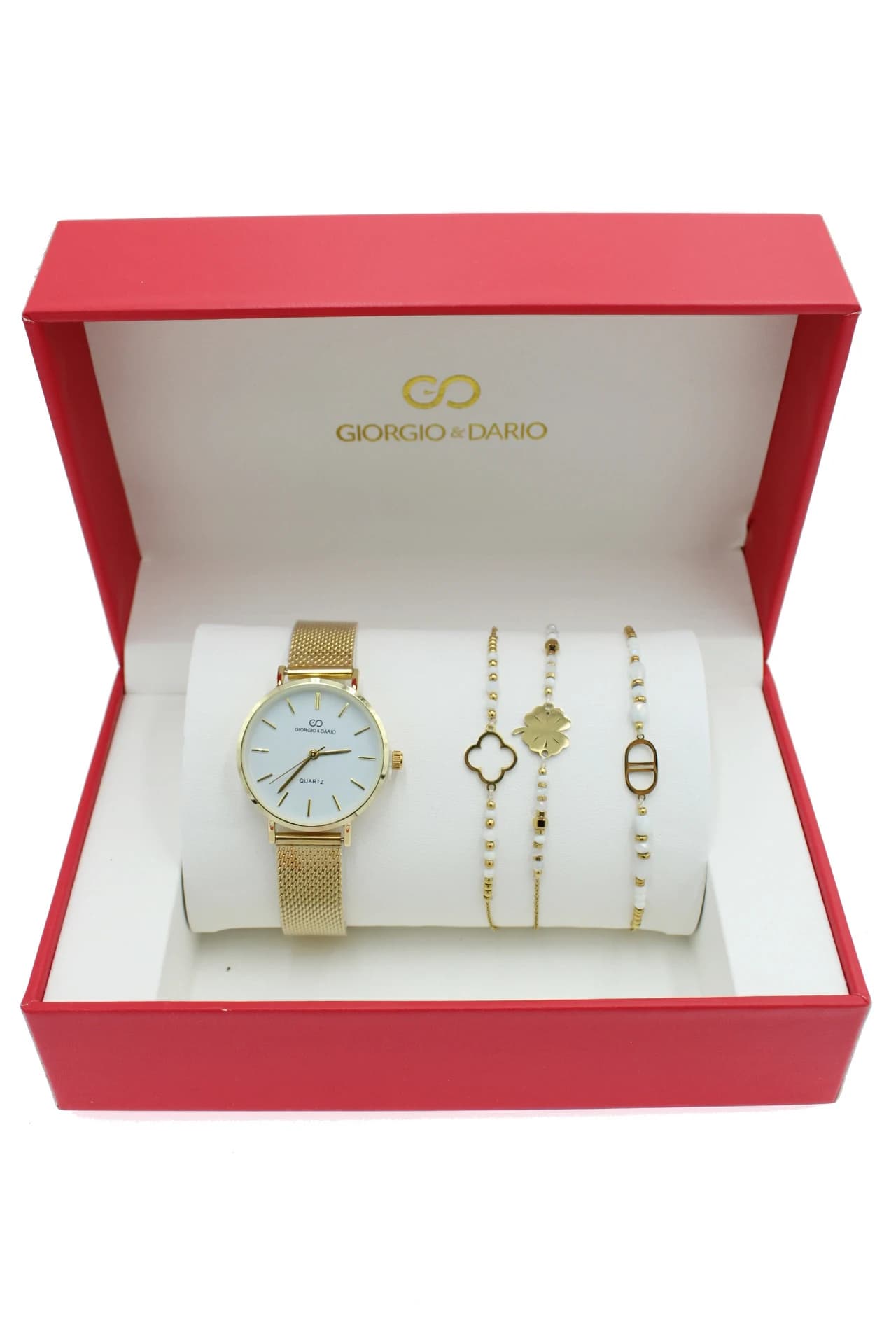 Coffret cadeaux femme montre Giorgio & Dario bijoux en acier inoxydable