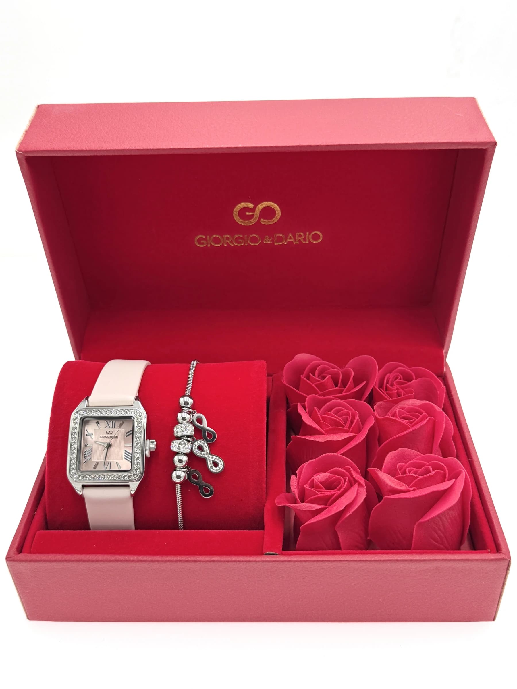 Coffret cadeau rose tendance femme G&D avec le bijoux en acier