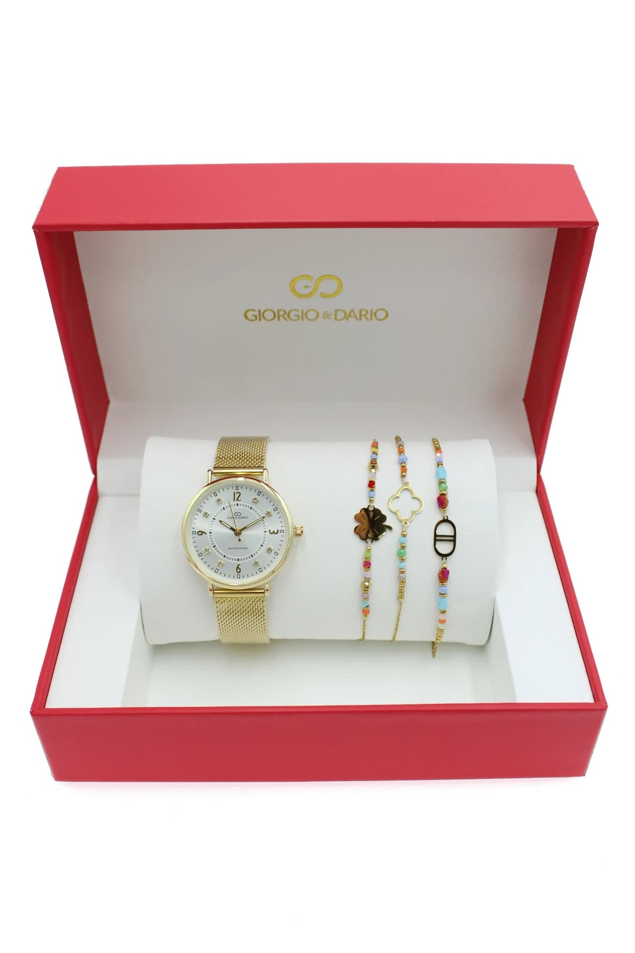 Coffret cadeaux femme montre Giorgio & Dario bijoux en acier inoxydable